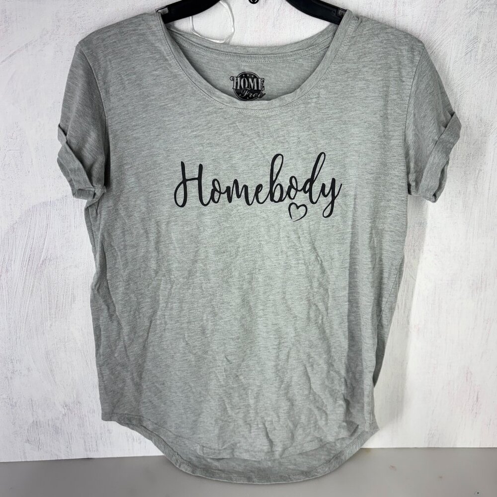 Home Free womens homebody T-Shirt Heathered Gray Tunic Shirt Stretch Size M